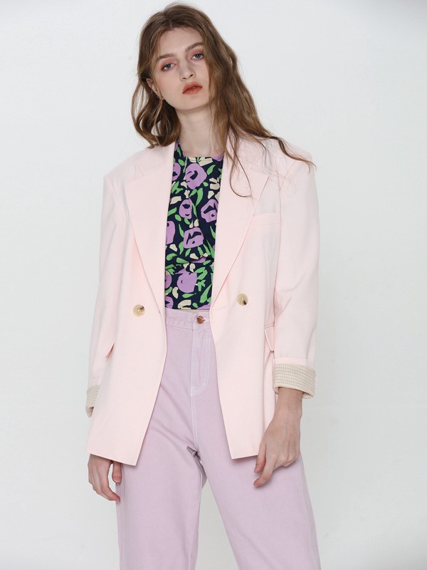 宝贝玛丽2020秋冬季粉色纯色外套