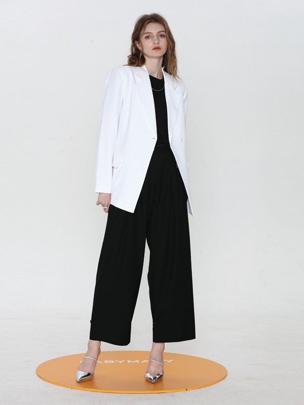 宝贝玛丽2020秋冬季白色纯色外套