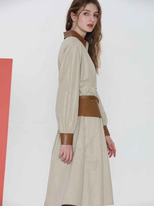 宝贝玛丽2020秋冬季杏色长款外套