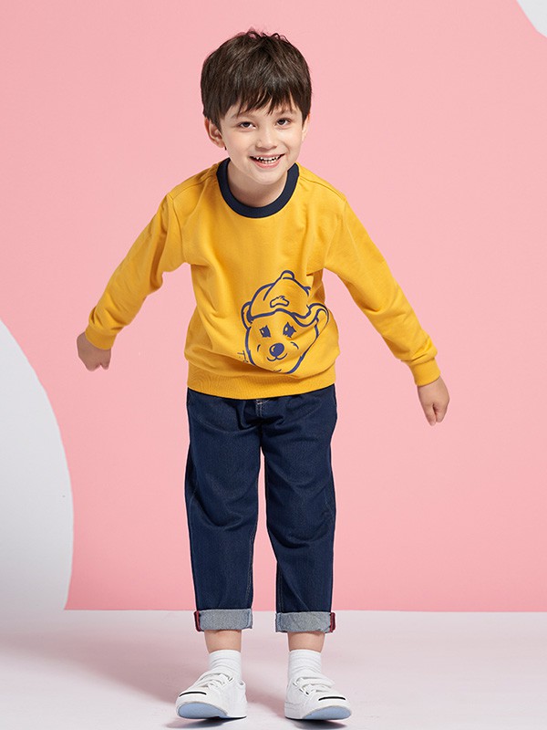 维尼熊2020秋冬季黄色印花上衣