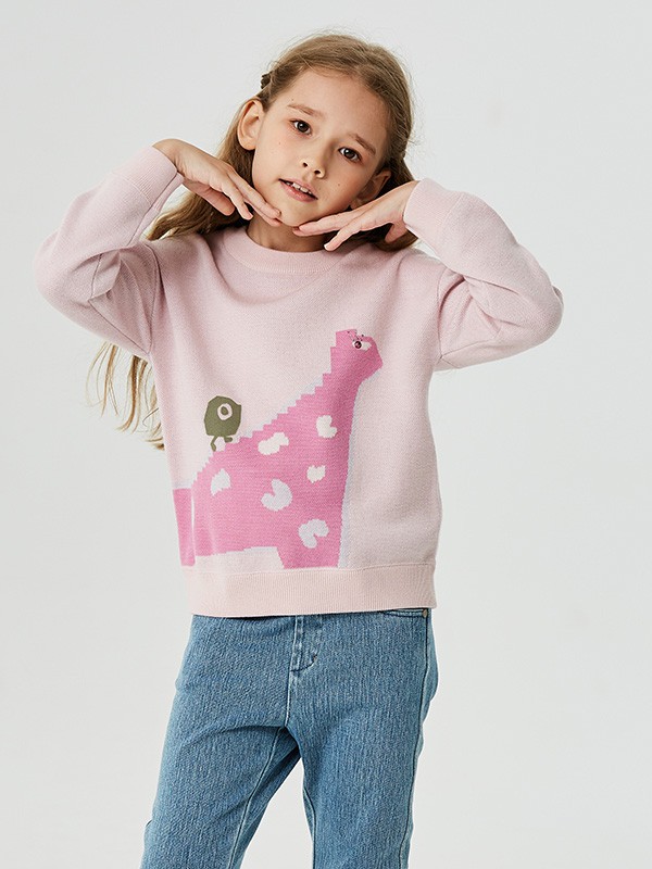 MITTI2020秋冬季粉色撞色毛衣