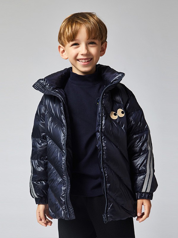 MITTI2020秋冬季藏蓝色印花羽绒服