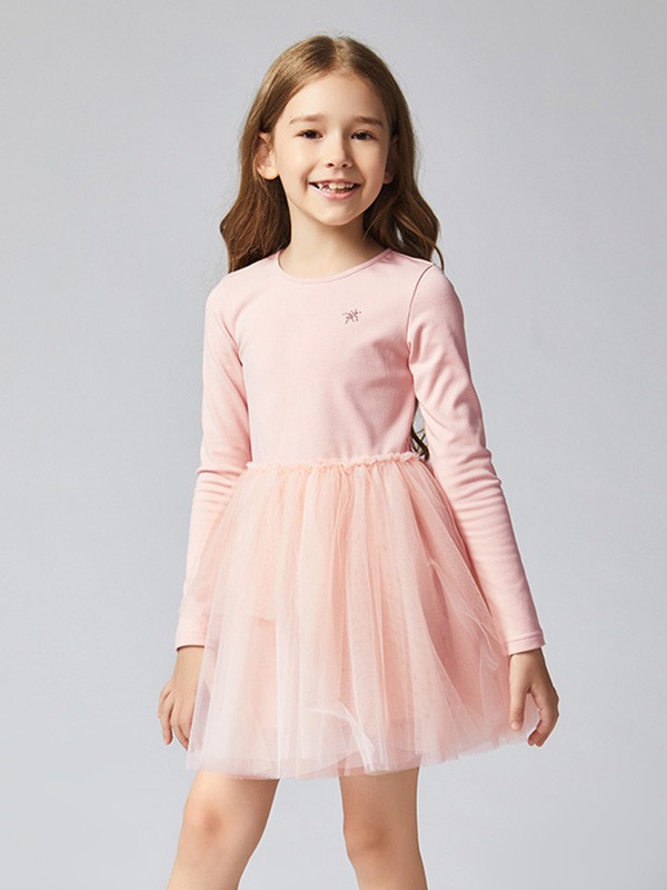 MITTI2020秋冬季粉色拼接连衣裙