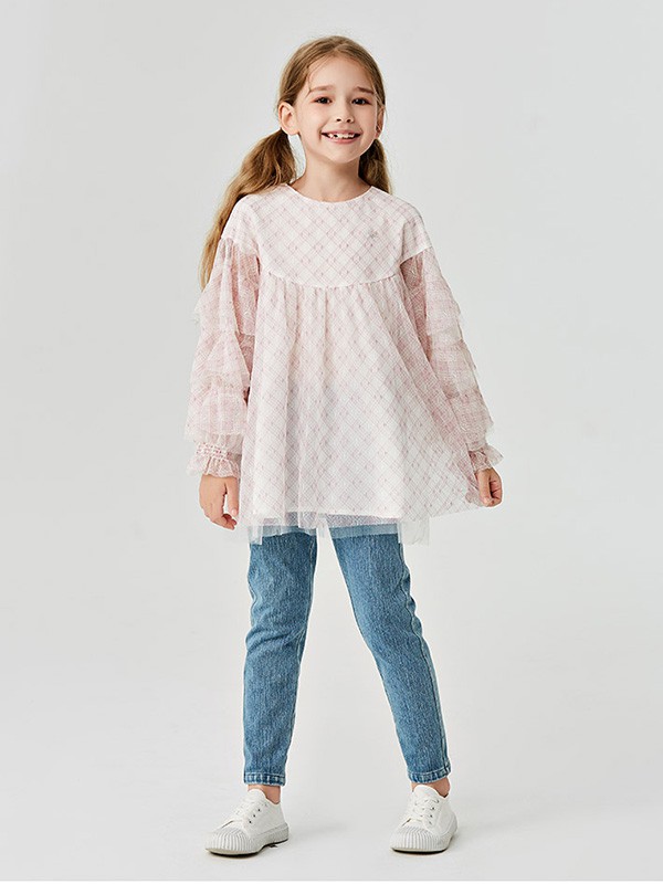 MITTI2020秋冬季粉色纱网上衣