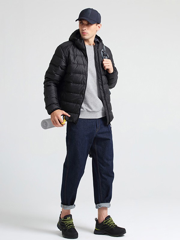 狼爪运动装2020秋冬季黑色纯色羽绒服