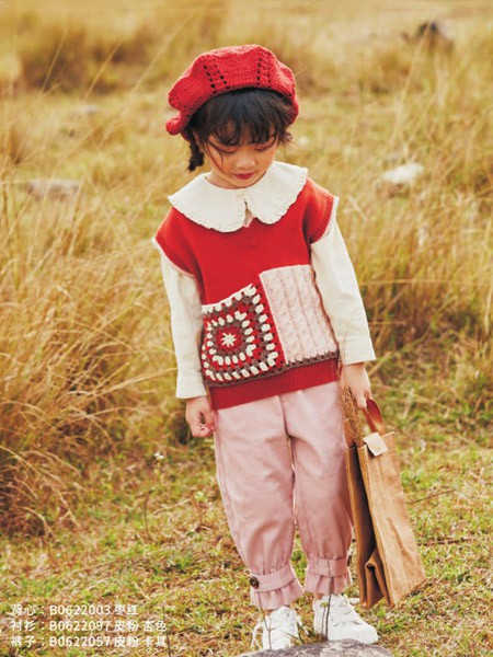 彩色笔童装2019秋冬季红色印花马夹