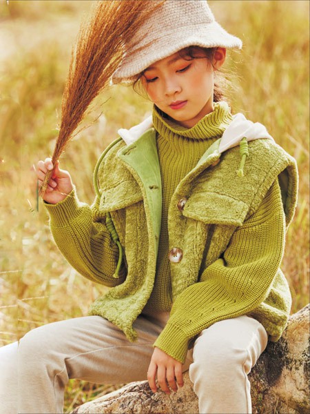 彩色笔童装2020秋冬季绿色纯色马夹