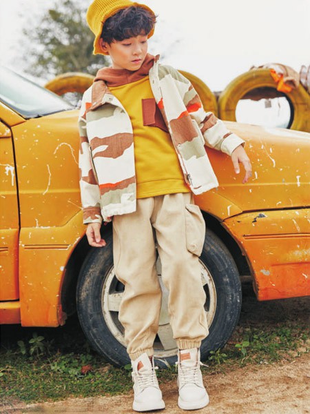 彩色笔童装2019秋冬季拼色宽松外套