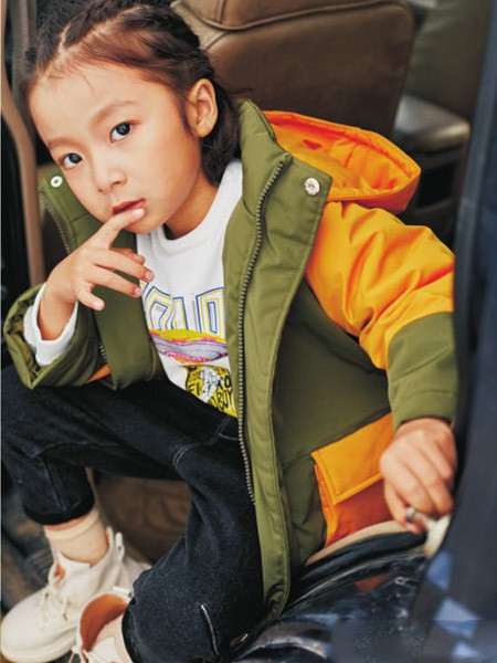 彩色笔童装2020秋冬季拼色宽松外套