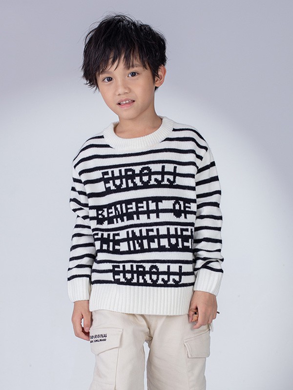 欧恰恰2020秋冬季黑色条纹毛衣