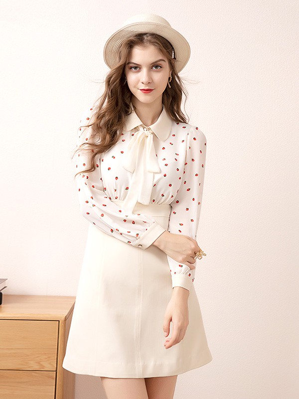 郁香菲2020秋冬季米色印花衬衫