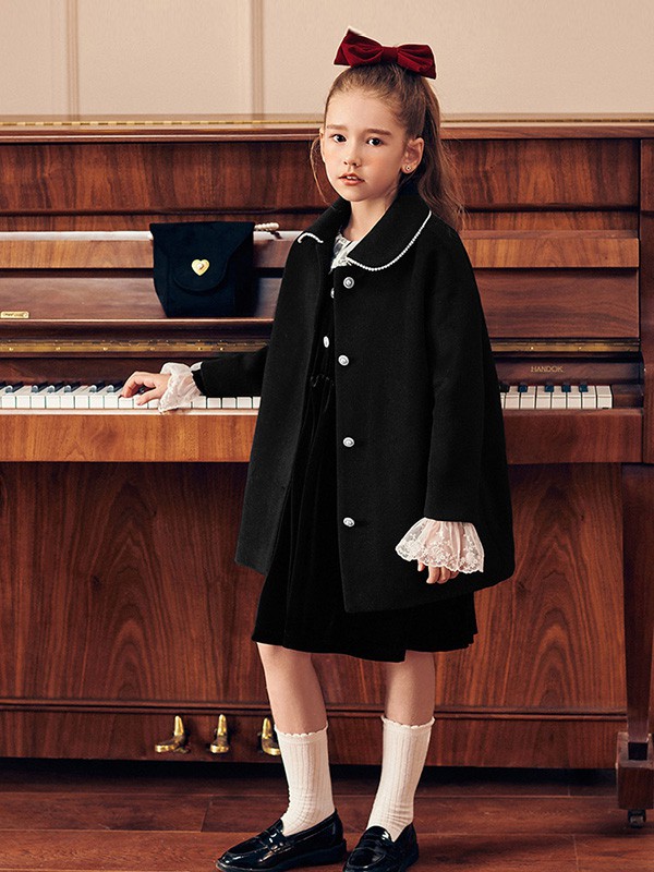 MiniPeace2020秋冬季黑色长款外套