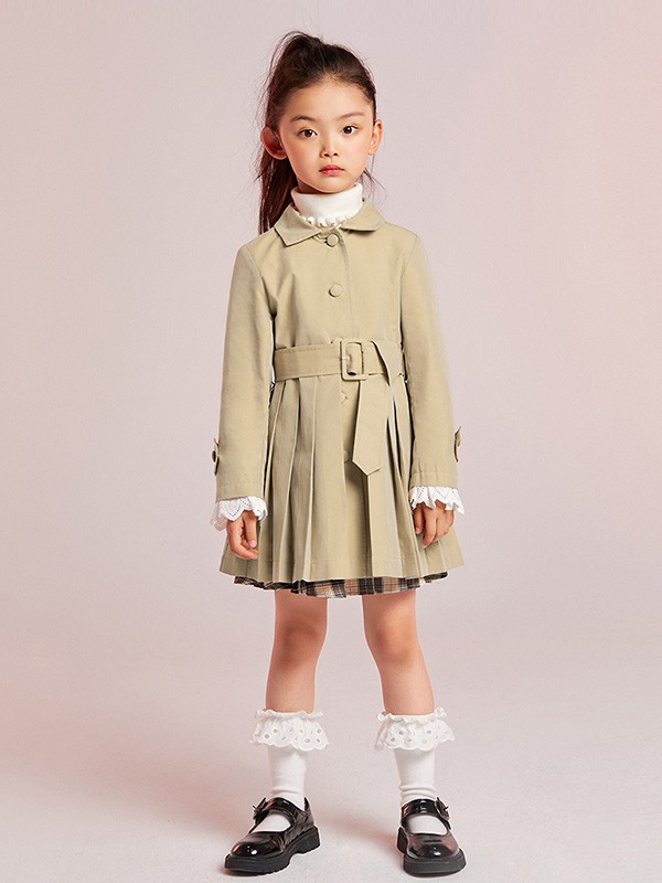MiniPeace2020秋冬季卡其色收腰风衣