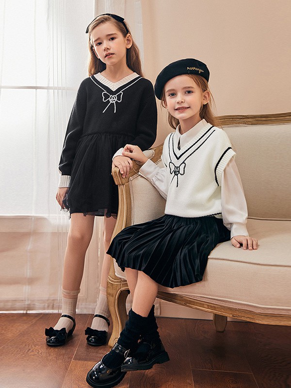 MiniPeace2020秋冬季白色图案背心