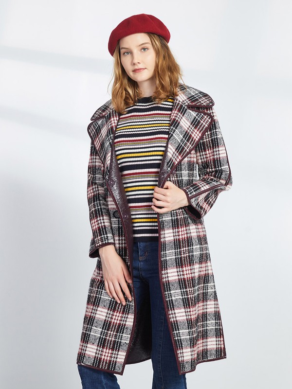 斯尔丽2020春夏季拼色格子外套