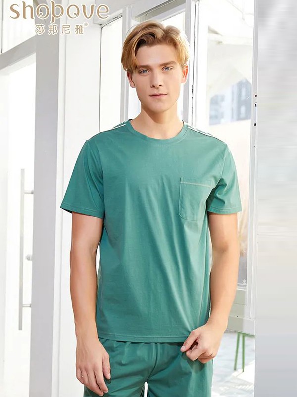 莎邦尼雅2020春夏季绿色纯色家居服