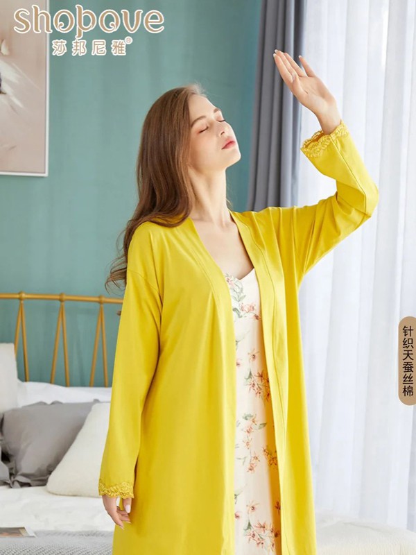 莎邦尼雅2020春夏季黄色纯色家居服