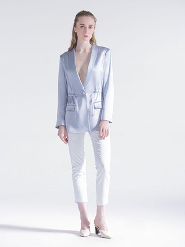 VesperLynd2020秋冬季浅蓝色收腰西装