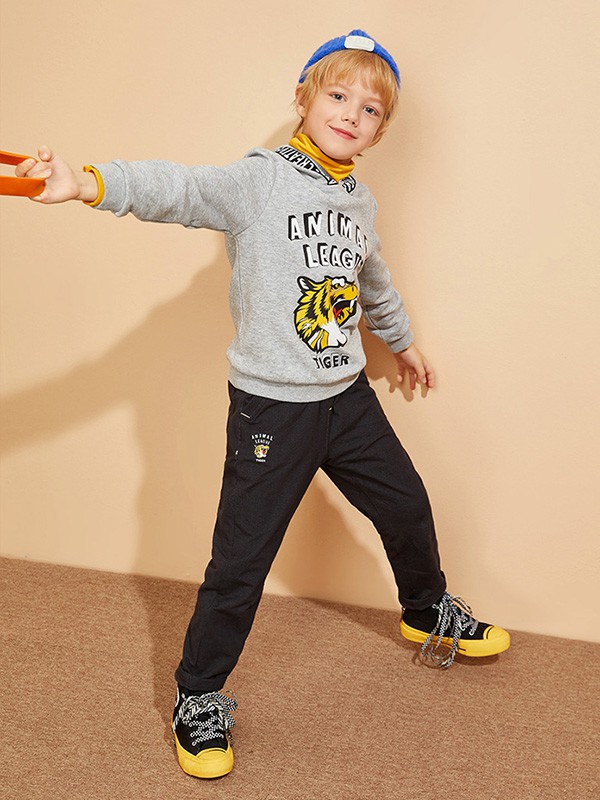 加比瑞童装2020秋冬季灰色印花卫衣