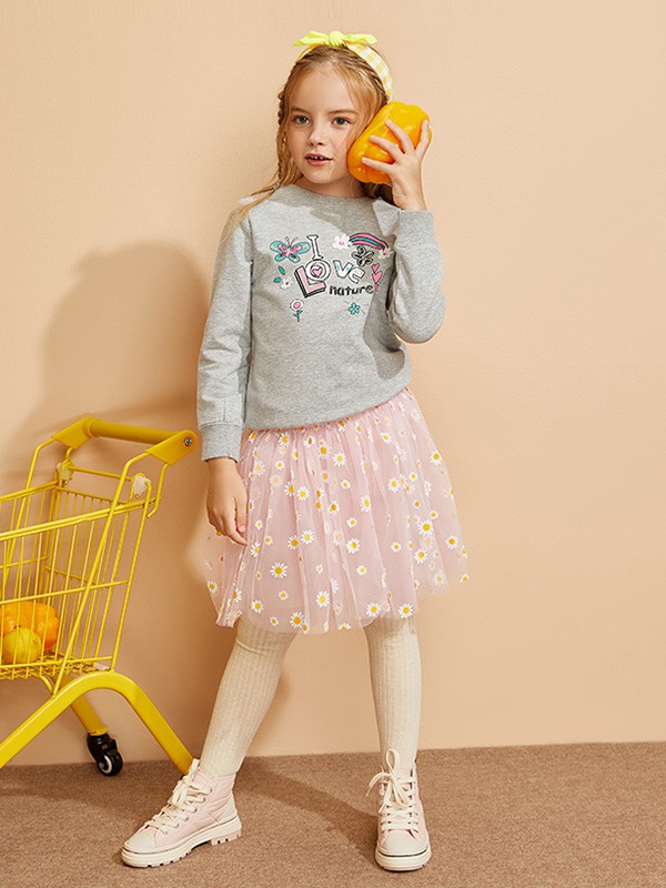 加比瑞童装2020秋冬季灰色印花上衣