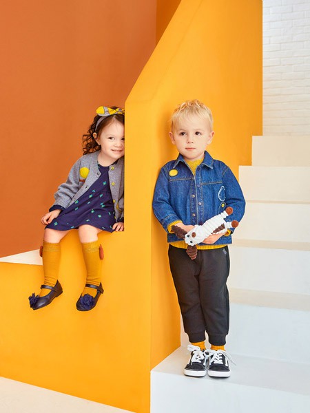 可拉比特2020秋冬季蓝色印花外套