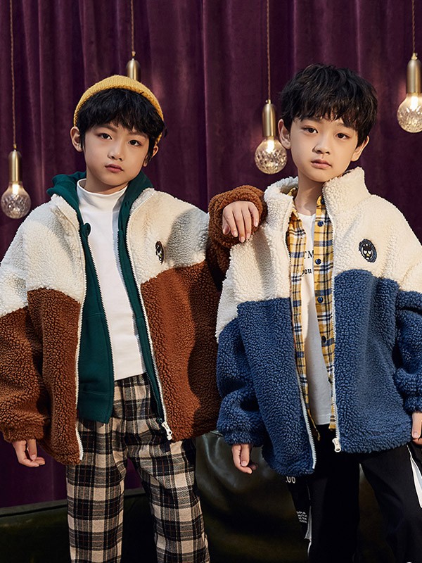 TONLIONkids2020秋冬季拼色宽松外套