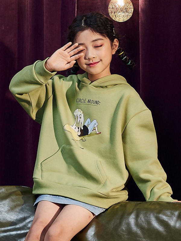 TONLIONkids2020秋冬季绿色印花卫衣