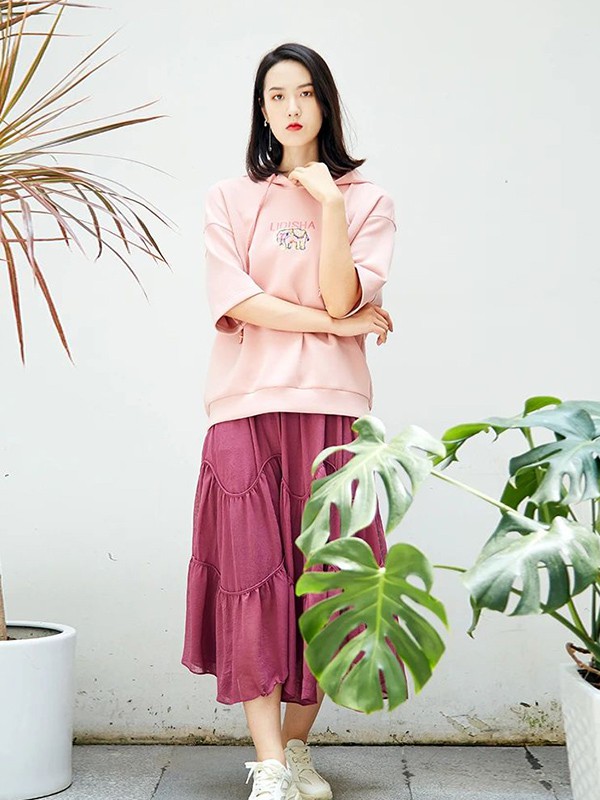 丽迪莎2020秋冬季粉色图案卫衣