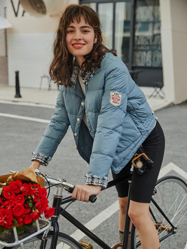 TITI2020秋冬季蓝色印花棉服