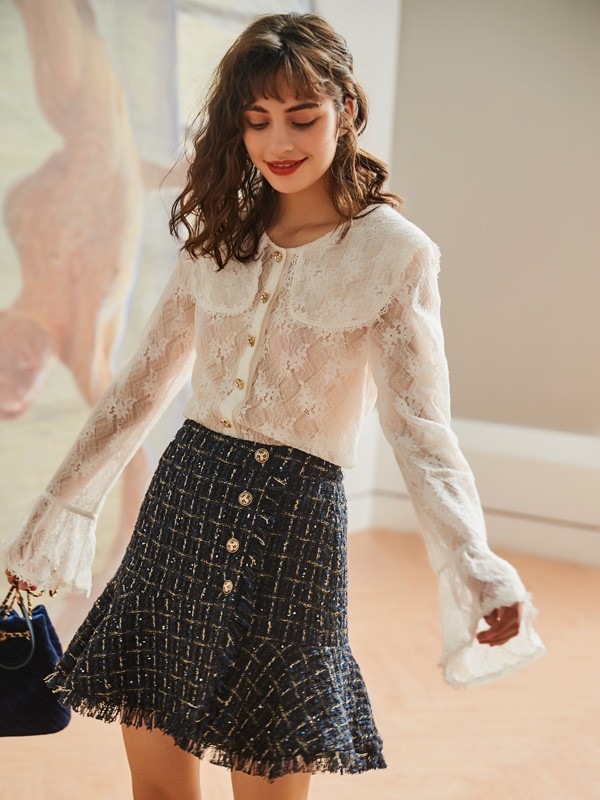 TITI2020秋冬季白色透视衬衫