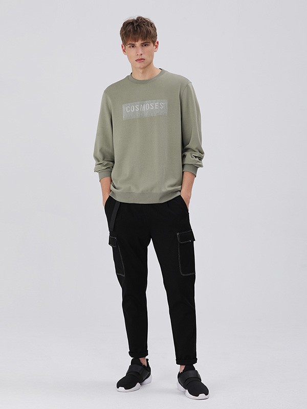 MARKLESS男装2020秋冬季绿色印花上衣