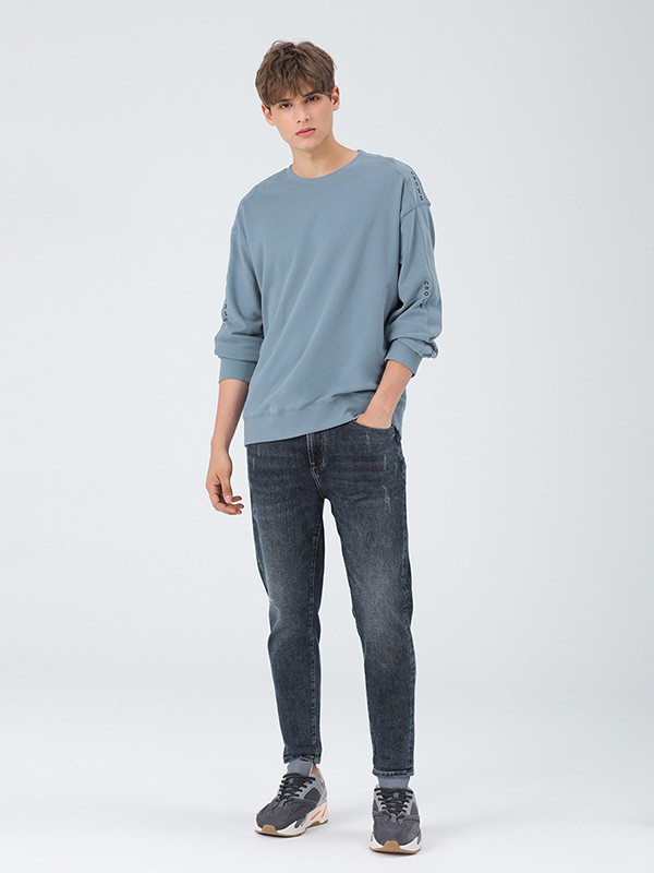 MARKLESS男装2020秋冬季蓝色印花上衣