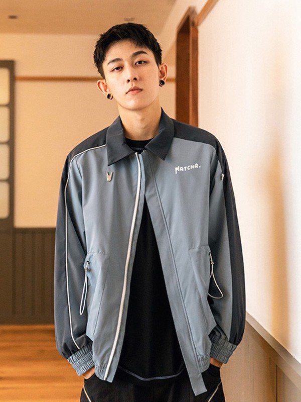 抹茶故事男装2020秋冬季灰色印花外套