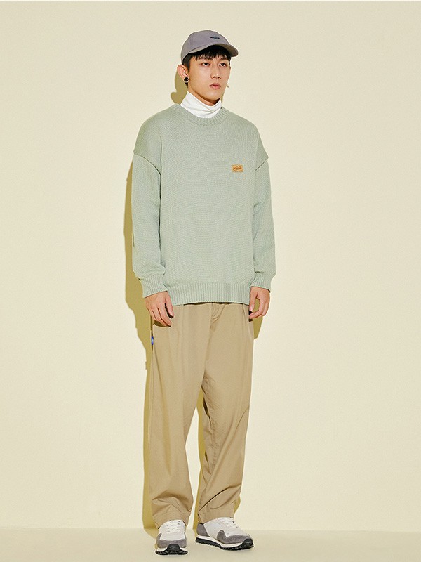 抹茶故事男装2020秋冬季绿色宽松毛衣