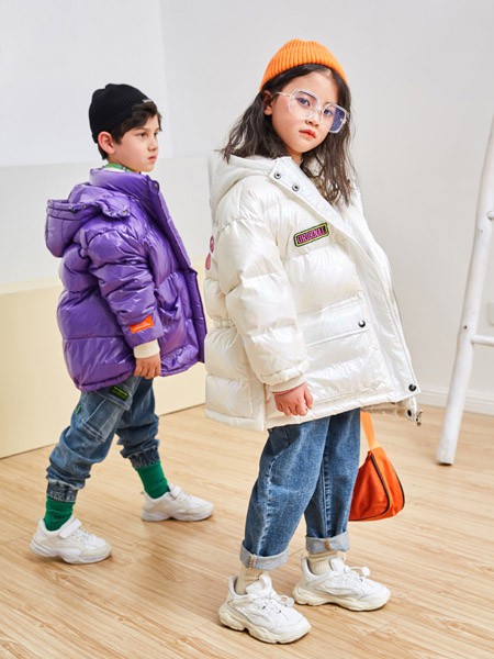 田果果童装2020秋冬季白色纯色羽绒服
