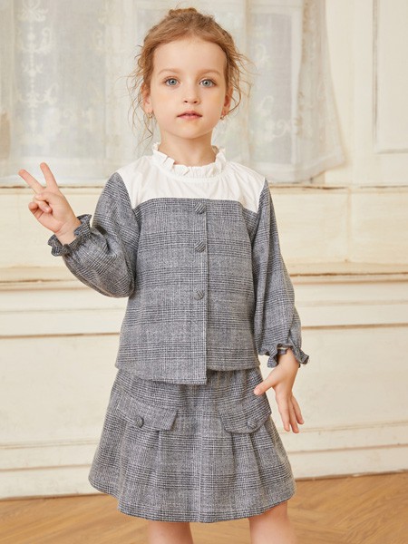 啾比乐2020秋冬季灰色拼接套装