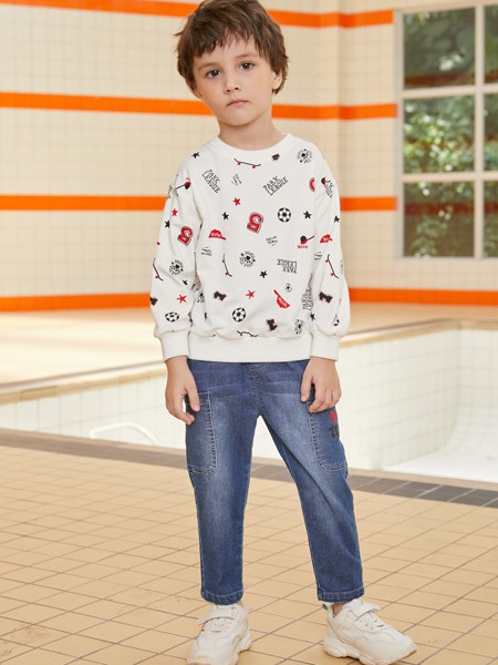 啾比乐2020秋冬季白色印花上衣