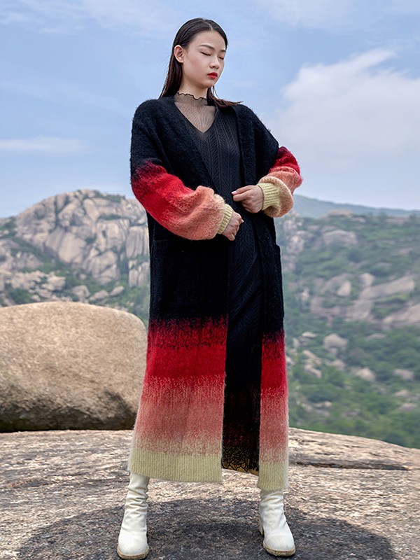 界内界外2020秋冬季拼色长款外套