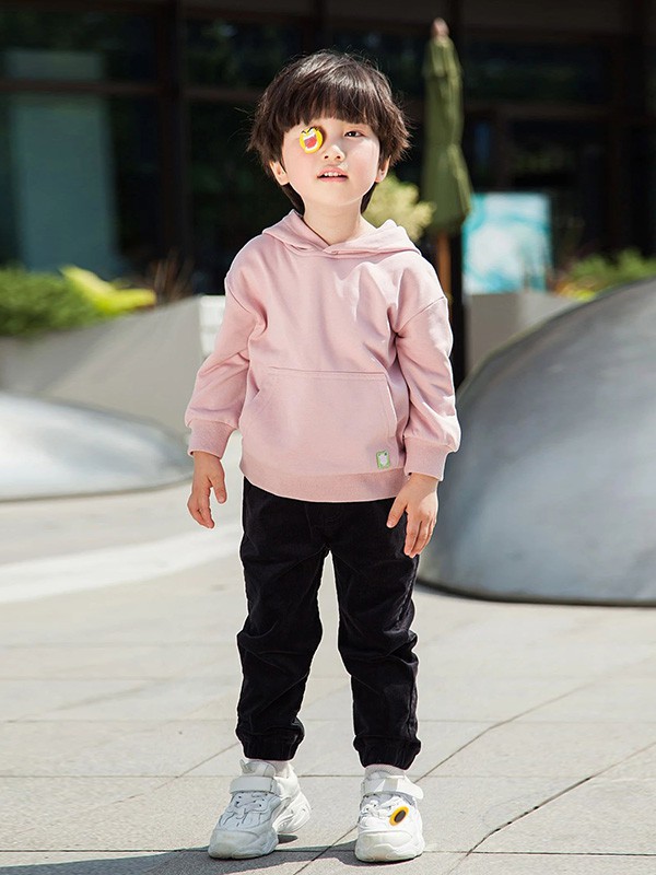 豆豆衣橱2020秋冬季粉色连帽卫衣