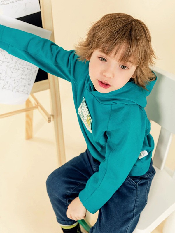 豆豆衣橱2020秋冬季绿色印花卫衣