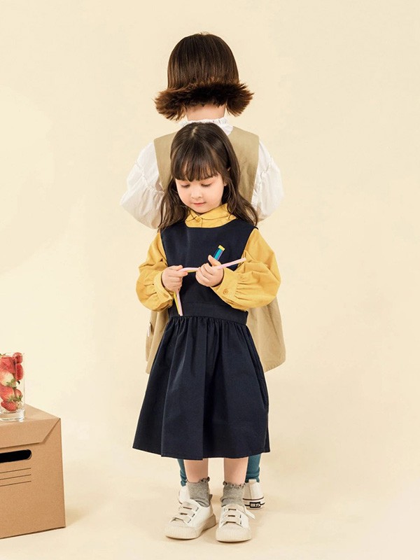 豆豆衣橱2020秋冬季黑色收腰背带裙