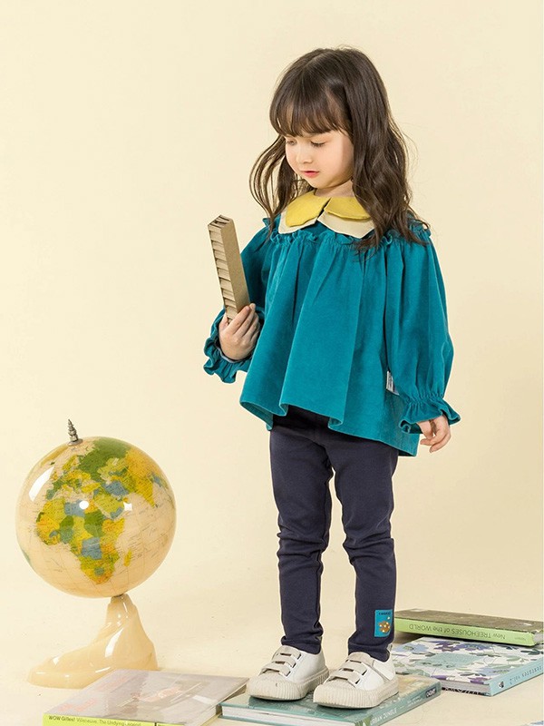 豆豆衣橱2020秋冬季绿色泡泡袖上衣