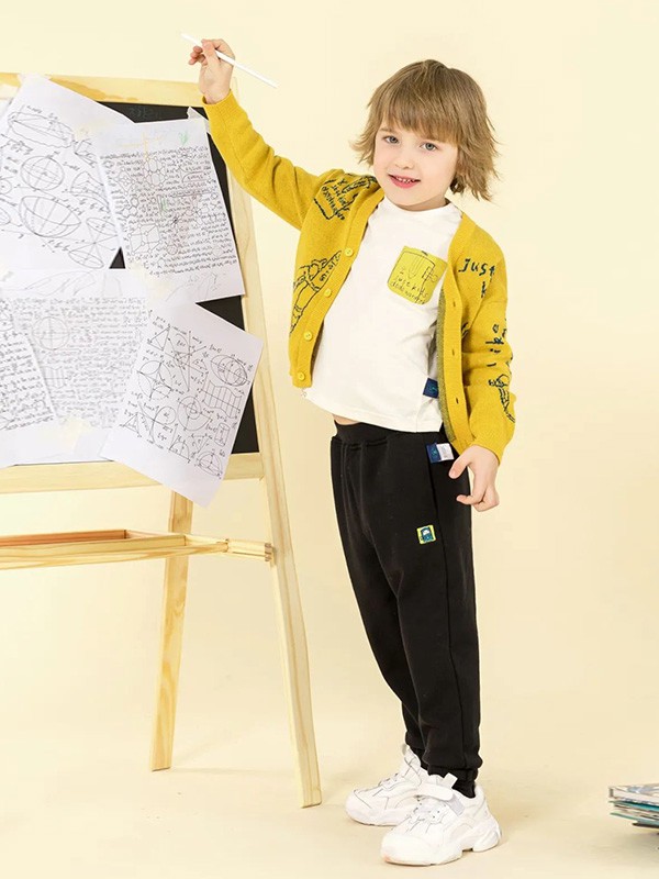 豆豆衣橱2020秋冬季黄色图案外套