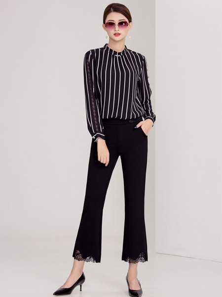 迪丝爱尔2020春夏季黑色条纹上衣
