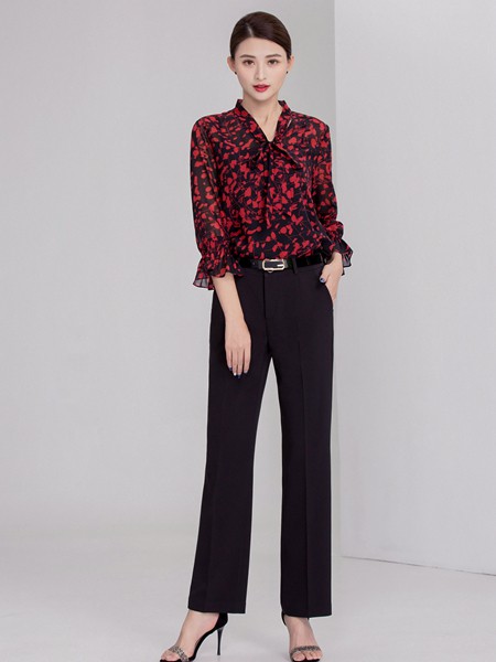 迪丝爱尔2020春夏季红色印花上衣