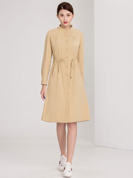 迪丝爱尔2020春夏季黄色纯色连衣裙