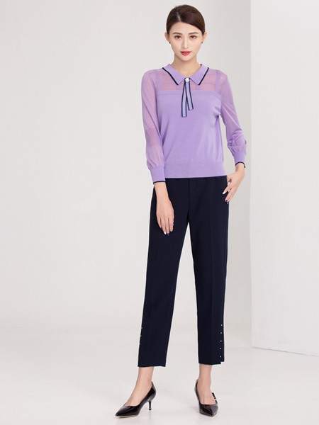 迪丝爱尔2020春夏季紫色纯色上衣