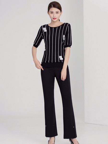 迪丝爱尔2020春夏季黑色条纹T恤