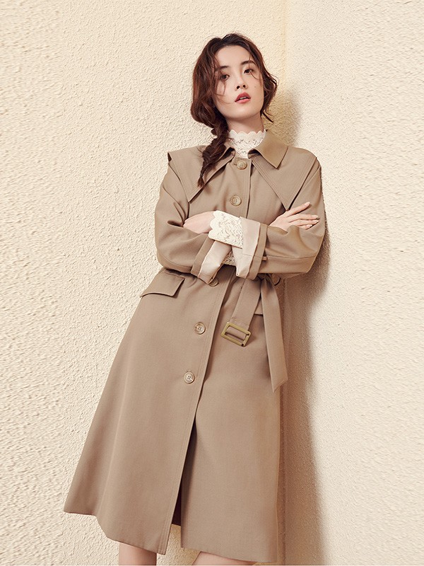 新作女装2020秋冬季咖啡色长款风衣