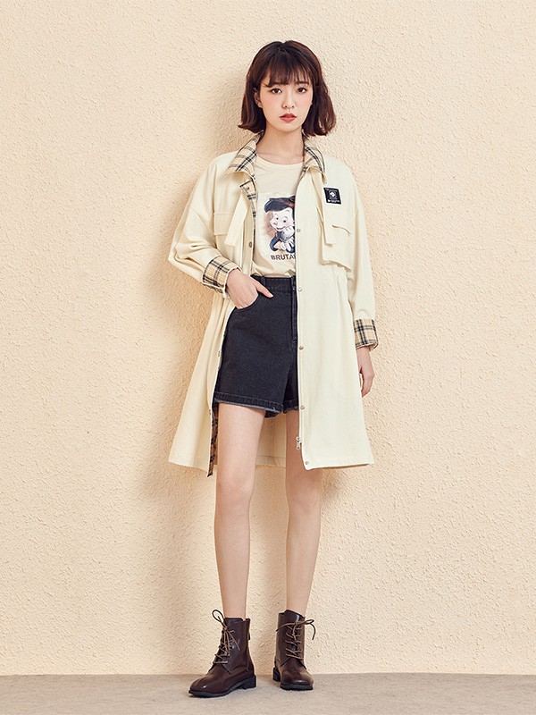 新作女装2020秋冬季米色格子外套